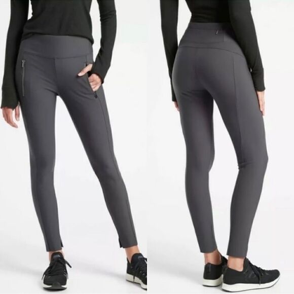 ATHLETA Stellar Tight Anthracite Grey Work Travel Size XXS Zipper Pockets Pants - Picture 1 of 12
